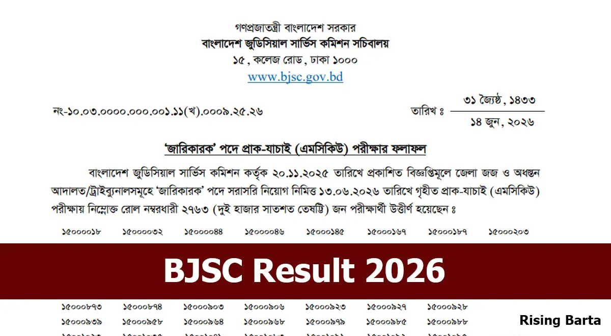 BJSC Result 2026 Published, Check Now Online
